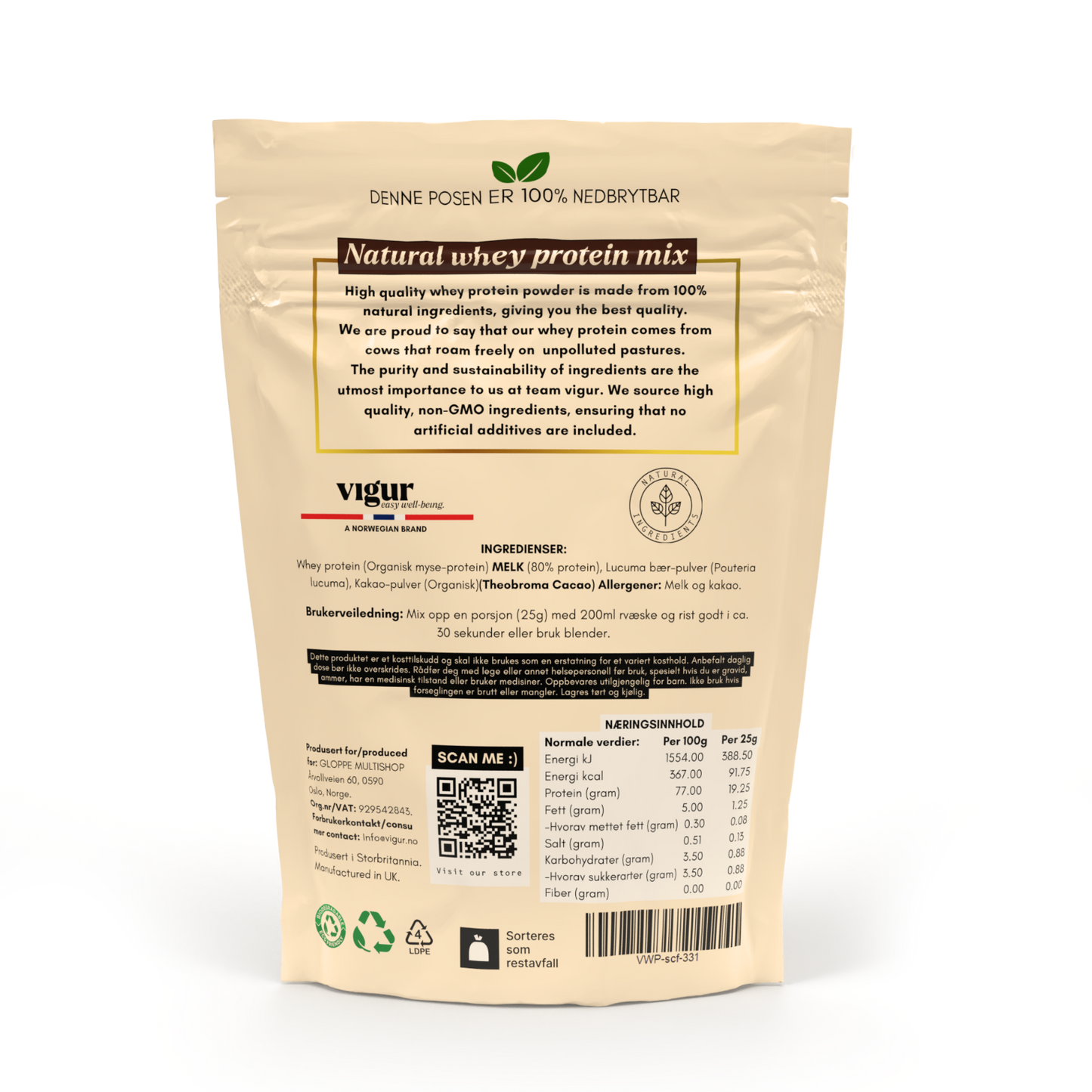 Proteinpulver - Rå Kakao og Lucuma Bær