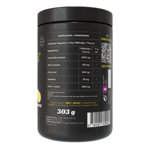 Baksiden av Pump Armour Kreatin Monohydrat med ingredienser